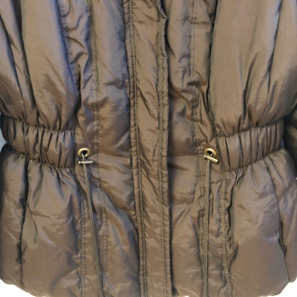 Style & Co Puffer Coat Fur Collar Brown Medium - Picture 3 of 9